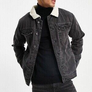 Sunrise Kingdom Grey Sherpa Denim Jacket size S